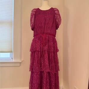 ML Monique Lhuillier Fuchsia Lace Dress